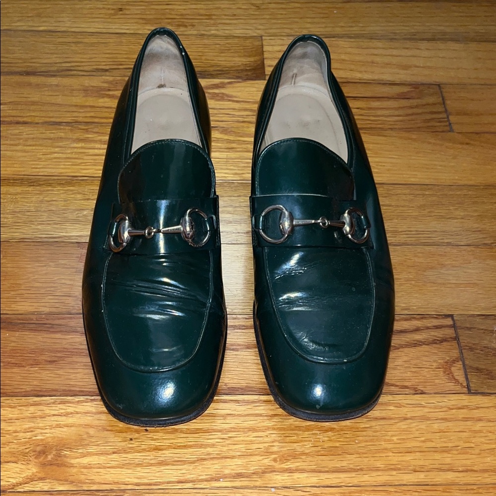 GUCCI Green Leather Loafers